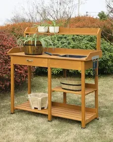 Convenience Concepts Deluxe Potting Bench, Light Oak