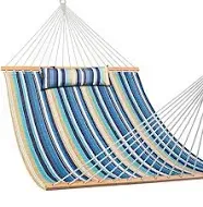 Lazy Daze 12 FT Double Quilted Fabric Hammock with Spreader Bars and Detachab...