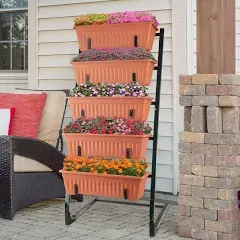 Pure Garden 5 Tier Vertical Garden Planter Terracotta Raised Garden Bed 47"