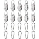 Cadbibe 10Pcs 304 Stainless Steel M15 Single Pulley Block Wire Rope Hanging Wire