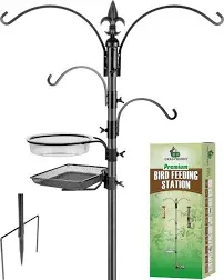 Gray Bunny Bird Feeder Stand , 4-Hooks, 91&#034; Bird Feeder Hanger for Bird Feeders,