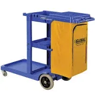 Global Industrial Janitor Cart with 25 Gallon Vinyl Bag, Black