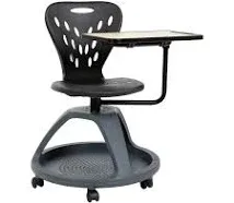 Flash Furniture YU-YCX-019-BK-GG Black Mobile Desk Chair with Rotating Tablet and Under Seat Storage