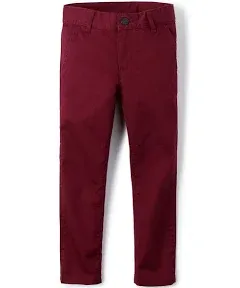 Boys Uniform Stretch Skinny Chino Pants - Burgundy