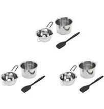 2x Double Boiler Pot Set Stainless Steel Melting Pot with Silicone Spatula for Melting Chocolate,Soap,Wax,Candle Making