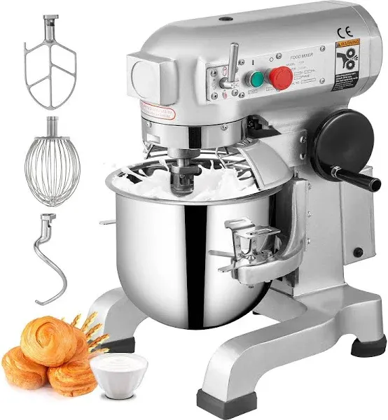 Happybuy 15Qt Commercial Food Mixer with Timing Function， Commercial Mixer 500W Stainless Steel Bowl Heavy Duty Electric Food Mixer Commercial with 3 Speeds Adjustable, Perfect for Bakery Pizzeria