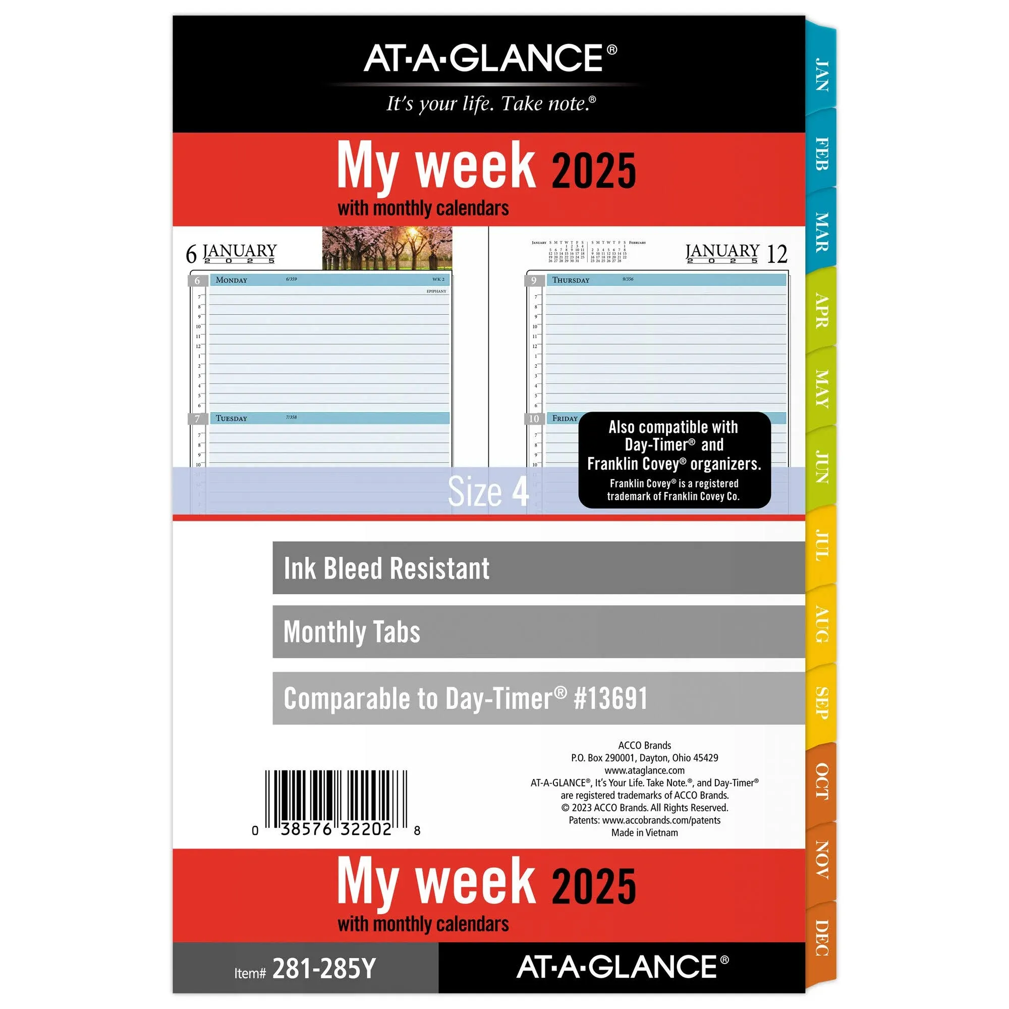 AT-A-GLANCE 2025 Zenscapes Weekly Monthly Planner Refill Loose-Leaf Desk Size 5