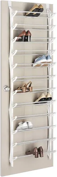 Over-The-Door 18 Pair Hanging Shoe Rack Organizer White Space Saver Non-Slip