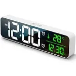 Abovsare Digital Clock Large Display, LED Alarm Clock for Living Room Decor, Rechargeable, Sound-Activated, Snooze, Date &Temp Display Digital Desk Clock for Bedroom Kitchen Office, Black