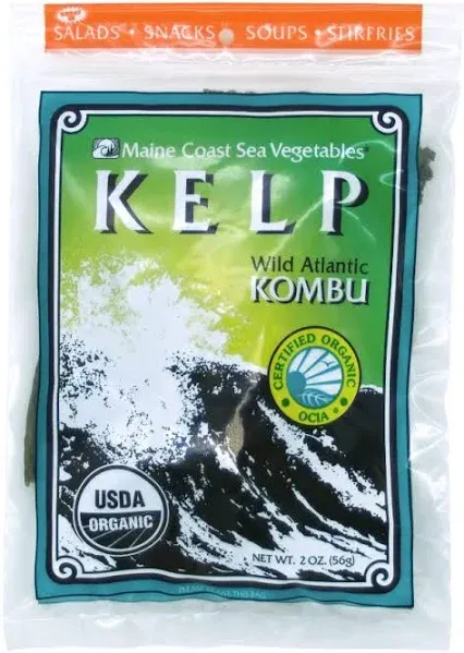 Maine Coast Organic Sea Vegetables - Kelp - Wild Atlantic Kombu - Whole Leaf - 2 oz