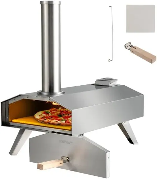 aidpiza Pizza Oven Outdoor 12" Wood Fired Pizza Ovens Pellet Pizza Stove for Outside, Portable Stainless Steel Pizza Oven