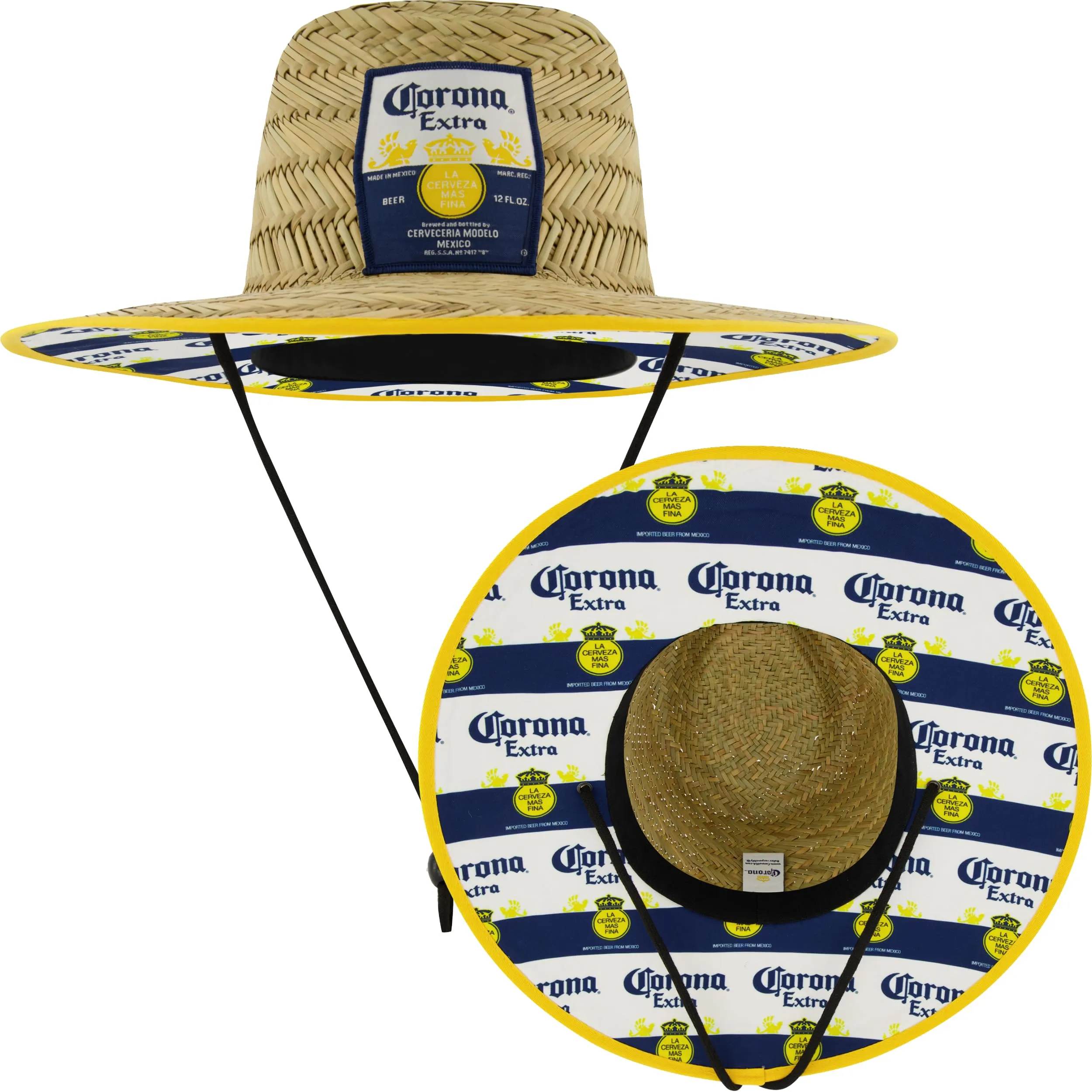 Corona Extra Straw Beach Lifeguard Beer Hat Large Brim Limes on inside Official