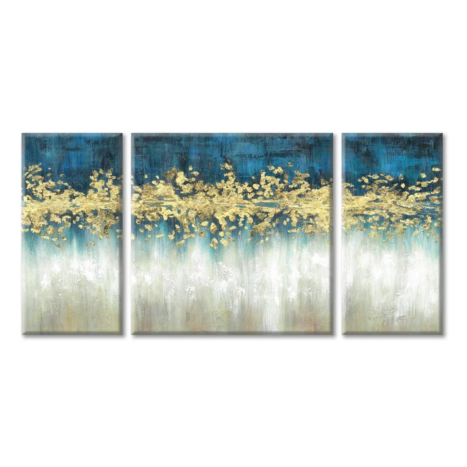 Abstract Wall Art Canvas Painting: Heavy Textured Hand-Painted Rustic Brushtr...