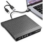 External DVD Drive for USB 3.0 Type C, Portable DVD Write CD Burner RW ROM Optical Drive Player Reader Disk Disc with Laptop Desktop PC Windows 11/10/