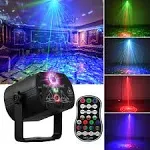 POCOCO DJ Disco Stage Party Lights Sound Activated Laser Light RGB Flash Strobe Projector with Remote Control for Christmas Halloween Decorations