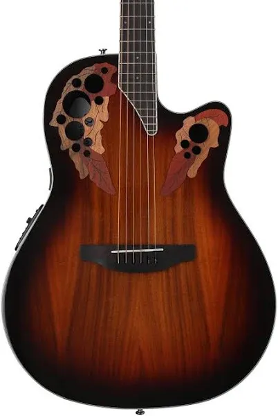 Ovation Celebrity Collection 6 String Acoustic-Electric Guitar, Right, Multicolor, Super Shallow Body (CE48P-RG)