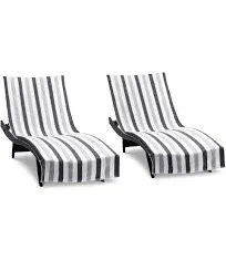 Arkwright California Cabana Chaise Lounge Cover - (Pack of) 100% Cotton 2 Grey