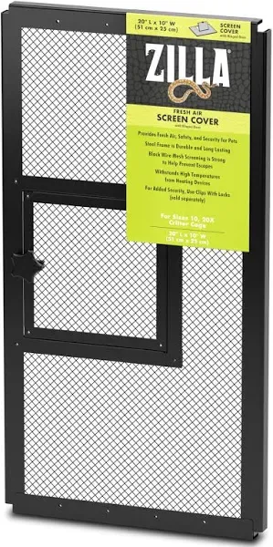 Zilla Pet Reptile Terrarium Fresh Air Screen Cover with Hinged Door 30" x 12"