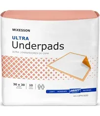 McKesson Ultra Breathable Underpads Heavy Absorbency 23X36&#034; UPHV2336 10 ct