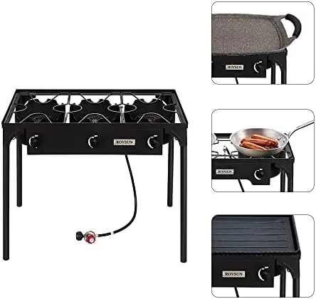 3 Burner Gas Propane Cooker Outdoor Camping Picnic Stove Stand 225,000-BTU BBQ