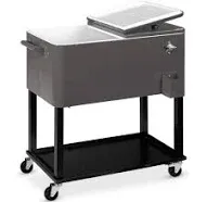 Best Choice Products 80qt Steel Rolling Cooler Cart w/ Bottle Opener, Catch Tray, Drain Plug, Locking Wheels - Gray