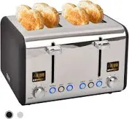 4 Slice Toaster Stainless Bread Color LCD Display 7 Bread Shade Settings Kitchen