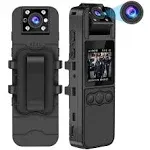 Sixmou Body Camera with Audio and Video Recording HD 1296P Body Cam with 180° Rotating Lens