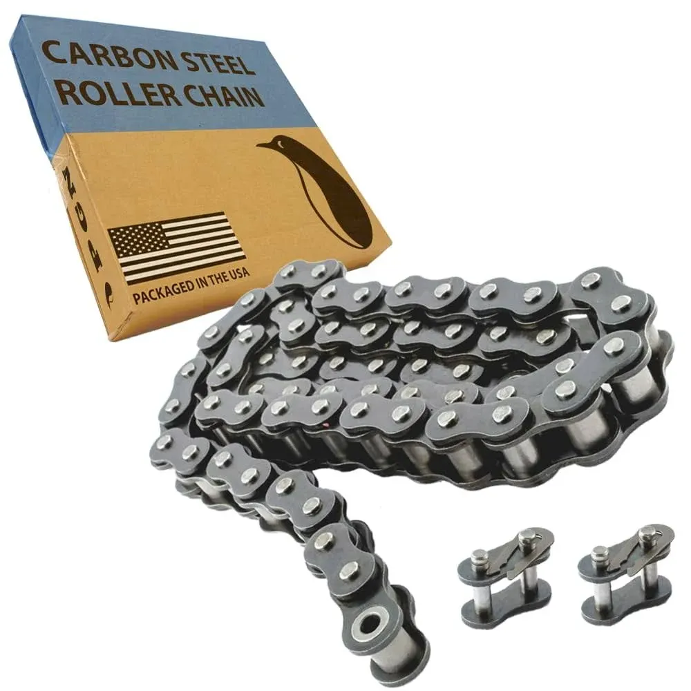 PGN #41 Roller Chain - 10 Feet + 2 Free Connecting Links - Carbon Steel Chains for Bycicles, Mini Bikes, Motorcycles, Go-Karts, Home and Industrial Machinery - 239 Links