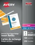 Avery 8522 Vertical Name Badge & Ticket Inserts