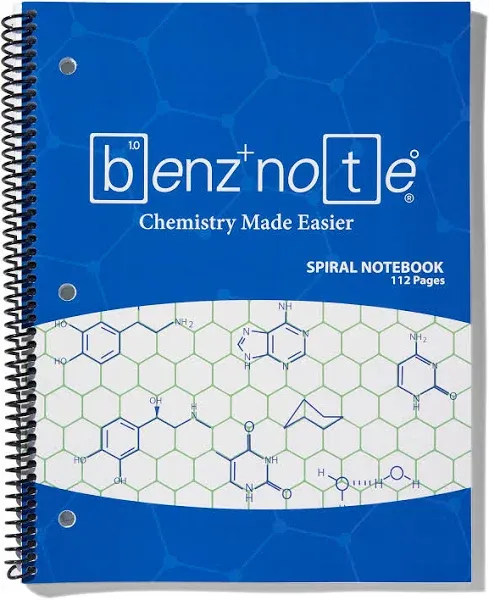 Spiral Notebook, for Organic and Biochemistry, 8-1/2" x 11", Hexagonal Graph Rule, Green Lined, 3-Hole Punched, Perforated Edges, 112 Pages