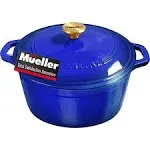 Mueller Home Mueller DuraCast 6 Quart Enameled Cast Iron Dutch Oven Pot with Lid, Heavy-Duty Casserole Dish, Braiser Pan, Stainless Steel Kno