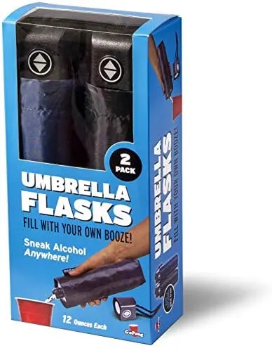 Rain or Shine Umbrella Flask for Hidden Alcohol with Funnel 2 Pack by GoPong New