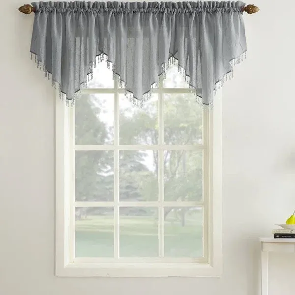 No 918 Erica Crushed Sheer Voile Ascot Valance, White, 51x24