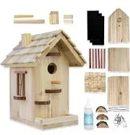 Premium Wooden Bird House Kit - Build it Yourself Birdhouse - Birdhouse Kits for Adults to Build - Woodworking Adult Crafts & DIY Bird House