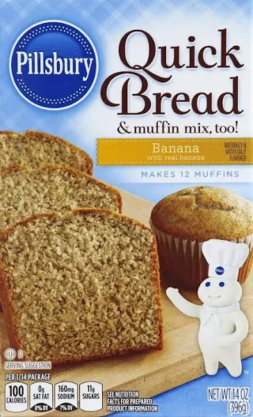 Pillsbury Banana Quick Bread and or Muffin Mix 14 oz, Pack of 6