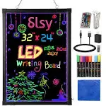 Slsy Illuminated LED Message Writing Board, 20&#034;X28&#034; Erasable Neon Effect Menu...