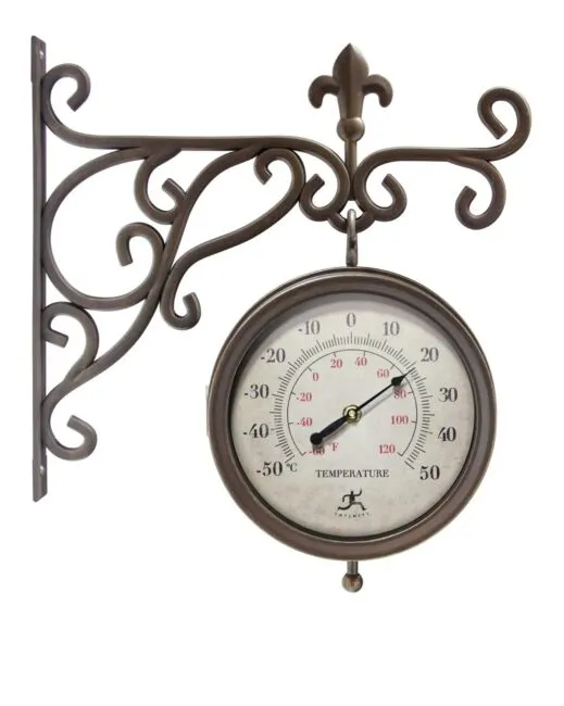 Infinity Instruments Beauregard Outdoor Hanging Clock & Thermometer