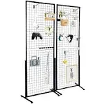 VEVOR 2' x 5.6' Grid Wall Panels Tower 2 Packs Wire Gridwall Display Racks with T-Base Floorstanding Double Side Gridwall Panels for Art Craft