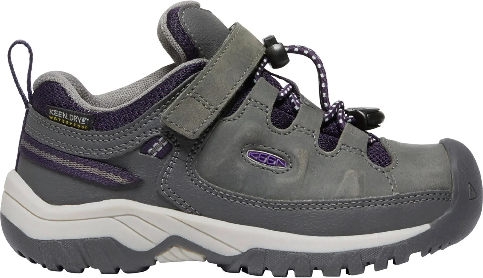 KEEN Targhee Low Boys Girls size 8 Gray Purple Waterproof Hiking Shoe Sneakers