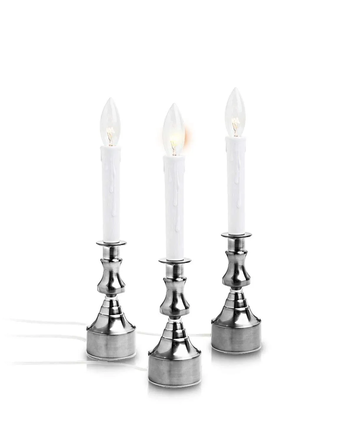 Dimmable Window Candle Electric with Multi Timer IR Controller, Sliver Metal ...