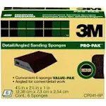 3M Angled Sanding Sponges, 6-Pack, Medium Grit, Use Wet or Dry, Great For All Purpose Sanding, Washable & Reusable, Use For Interior & Exterior Project, Perfect For Corner/Detail Work (CP041-6P)