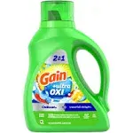 Gain Ultra OXI 2-in-1 He Compatible Liquid Laundry Detergent - Waterfall Delight Scent 45 Loads - 65 fl oz