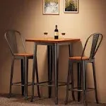 Bar Table and Chairs Set, Pub Table and Chairs Set of 2, with Elm Solid Wood and