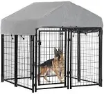 Bestpet Welded Wire Dog Kennel Heavy Duty Playpen Included A Roof & Water-Resistant Cover 4'x4'x4.3'