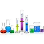 Glassware set of 9-Beaker, Conical flask ,Measuring Cylinder Beaker 50ml,100ml,250ml Conical Flask