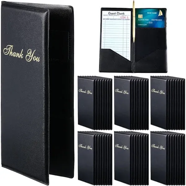 40 Pcs Check Presenters for Restaurants, Guest Check Card Holders Black Restaurant Bill Book Tip Check Holders with Gold Thank You Imprint Guest Checkbook for Servers Waitress Waiter