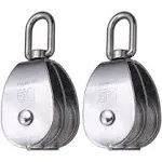 2 Pack M50 Lifting Double Pulley Block 304 Stainless Steel Crane Swivel Hook Dou