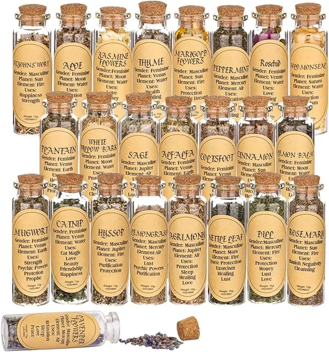 Witchcraft Supplies 24 Bottles Herbs for Witchcraft