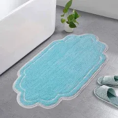 Grey Absorbent Cotton Material Rugs for Bathroom Floor 21&#034;x54&#034; Size