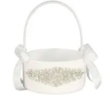 Beautiful hand nailed beads of wedding flower basket with elegant appearance and ivory.(1 basket)